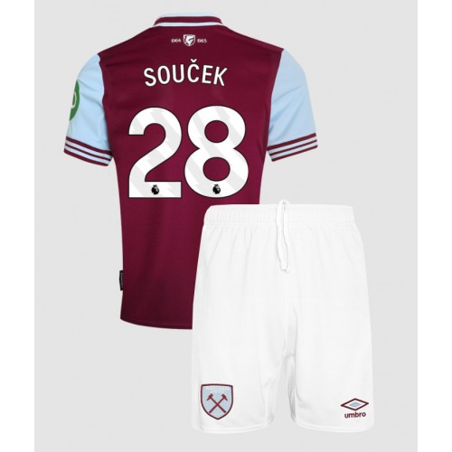 Otroški Nogometni dresi West Ham United Tomas Soucek #28 Domači 2024-25 Kratek Rokav (+ Kratke hlače)